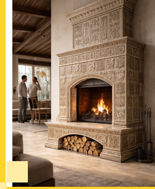 Купить изразцовый камин в Малоярославце от 258550 р. | ЭриданМлр