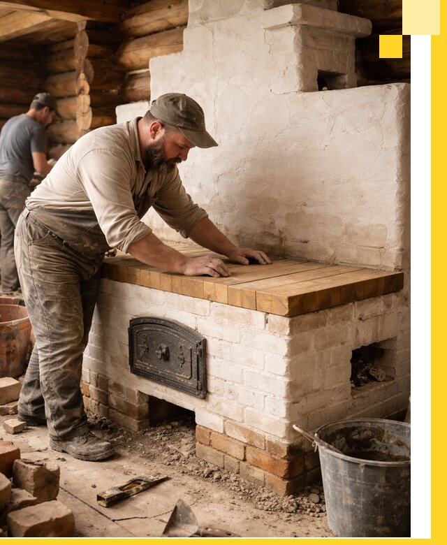 Проектирование и установка русской печи с лежанкой в Малоярославце