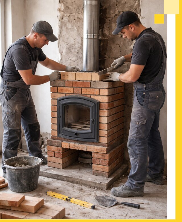 Монтаж печи камина под ключ в Малоярославце с гарантией и пусконаладкой