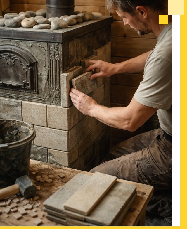 Облицовка банных печей в Малоярославце профессиональная отделка