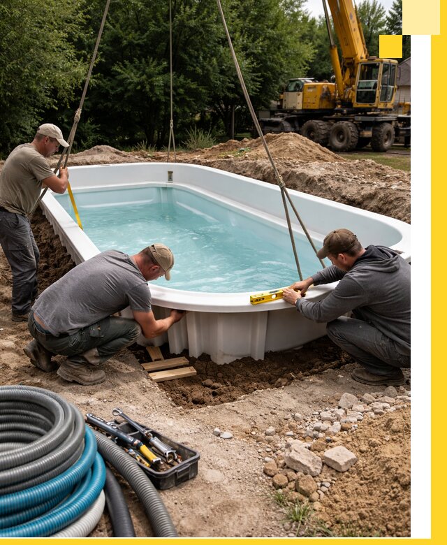 Установка и монтаж композитных бассейнов под ключ в Малоярославце