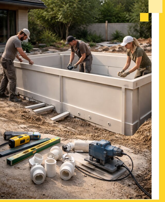 Установка полипропиленовых бассейнов под ключ в Малоярославце