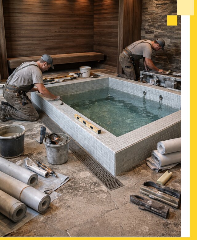 Установка и строительство бассейнов для сауны в Малоярославце