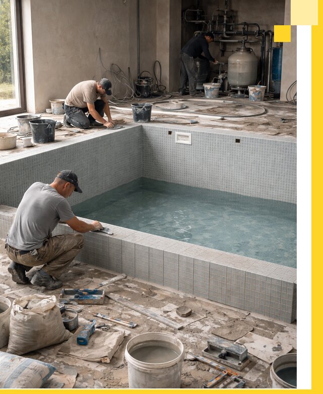 Строительство и монтаж бассейнов в помещении в Малоярославце