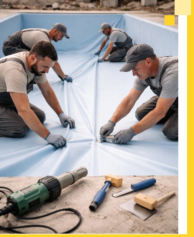 ПВХ пленка для бассейнов с монтажом и гарантией в Малоярославце