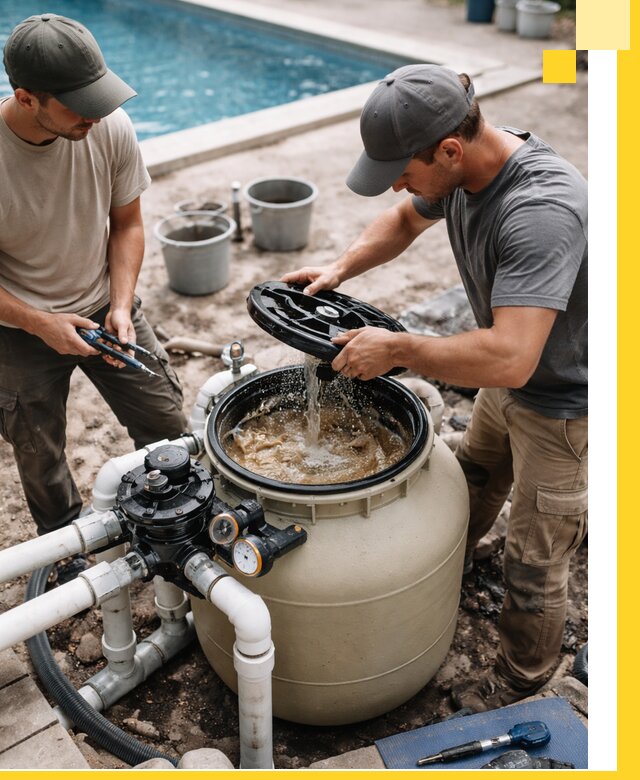 Установка и обслуживание песочных фильтров для бассейнов в Малоярославце