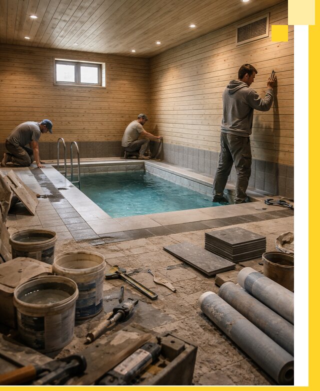 Строительство бани с бассейном и сауной под ключ в Малоярославце