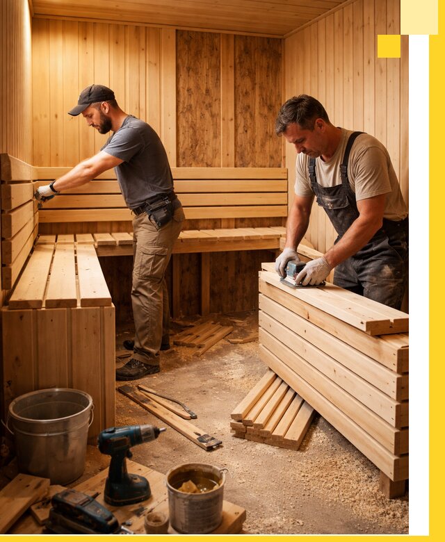 Профессиональный комплексный ремонт саун под ключ в Малоярославце