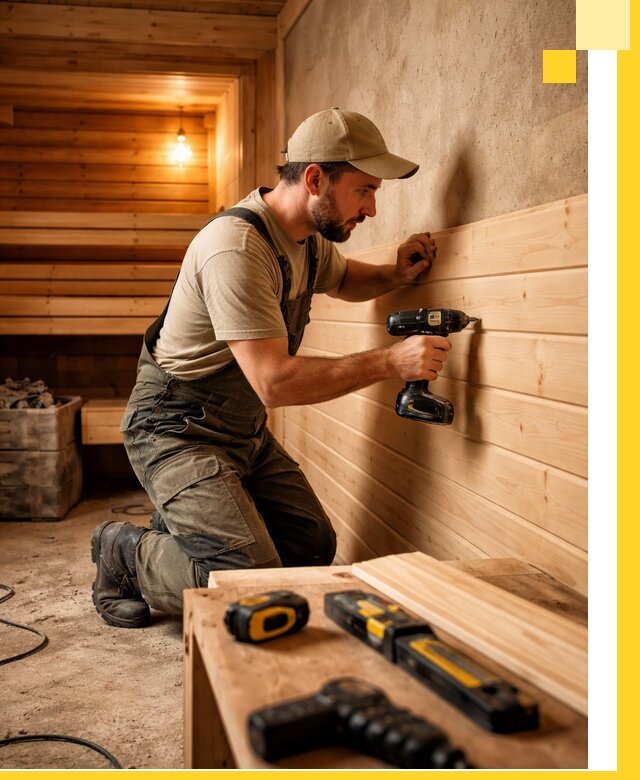 Профессиональная внутренняя отделка бани в Малоярославце под ключ