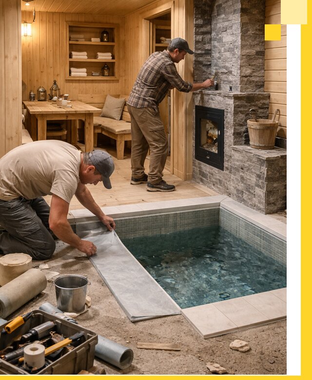 Строительство бань с комнатой отдыха под ключ в Малоярославце