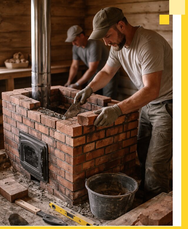 Кирпичные печи для бани под ключ в Малоярославце, проект и монтаж