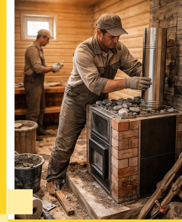 Монтаж печи в бане под ключ в Малоярославце от 20684 р. | ЭриданМлр