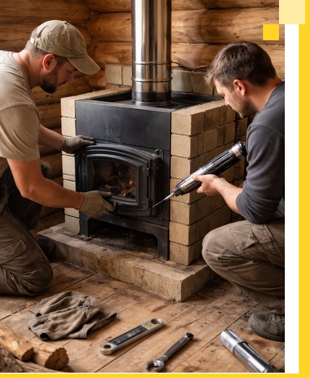Монтаж и установка печи в бане под ключ с гарантией в Малоярославце