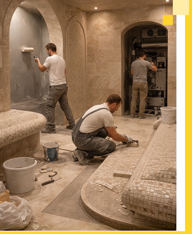 Строительство бани с хамамом и бассейном под ключ в Малоярославце