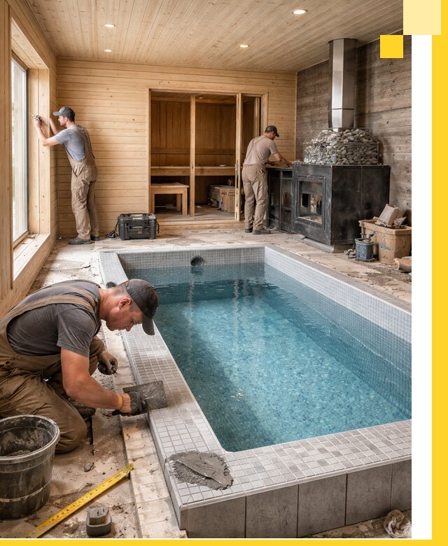 Проект бани с бассейном и сауной в Малоярославце под ключ