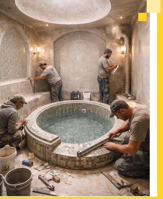 Профессиональное строительство хамама с бассейном в Малоярославце под ключ